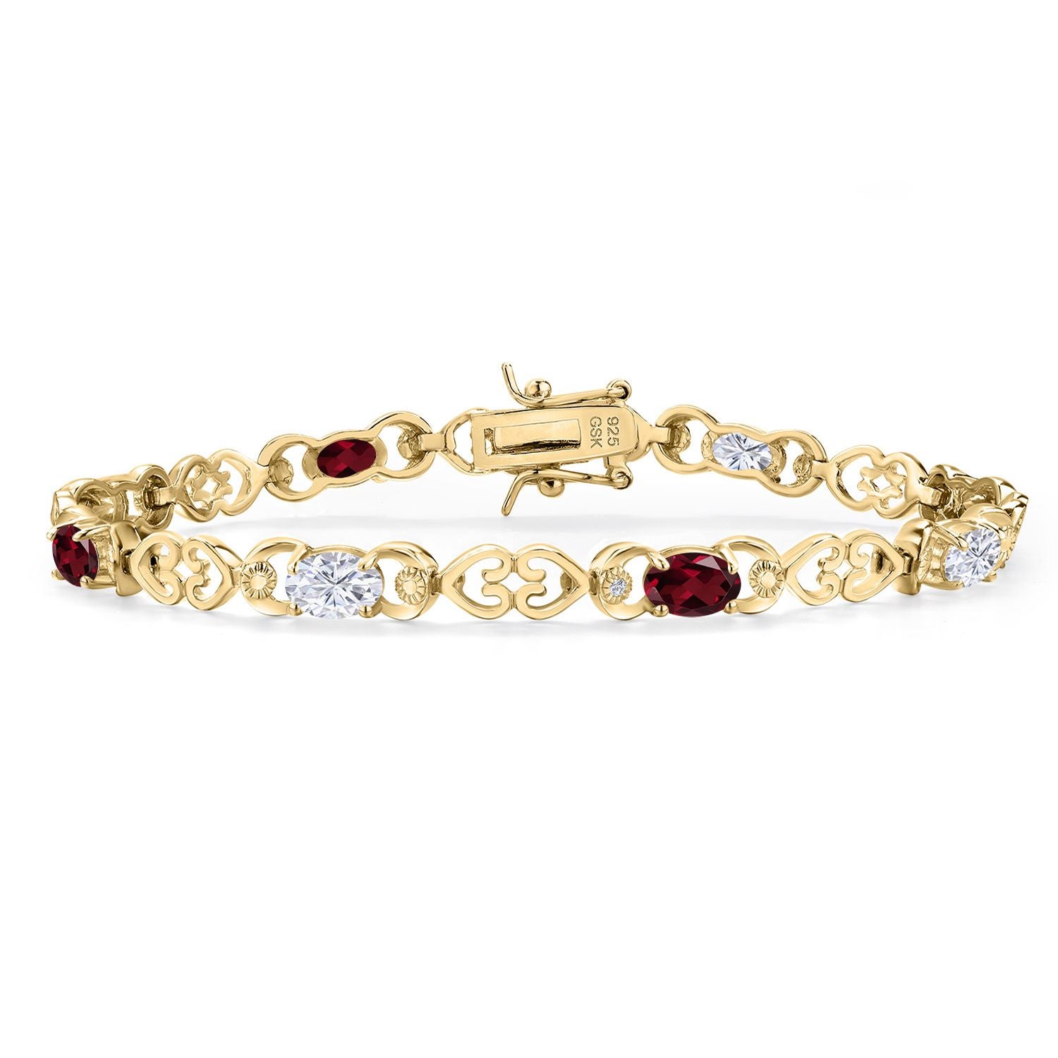 Rhodolite Garnet_Bracelet in 925 Yellow Gold Plated Silver
