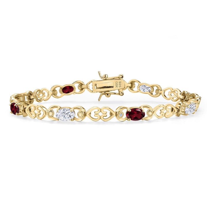 Rhodolite Garnet_Bracelet in 925 Yellow Gold Plated Silver