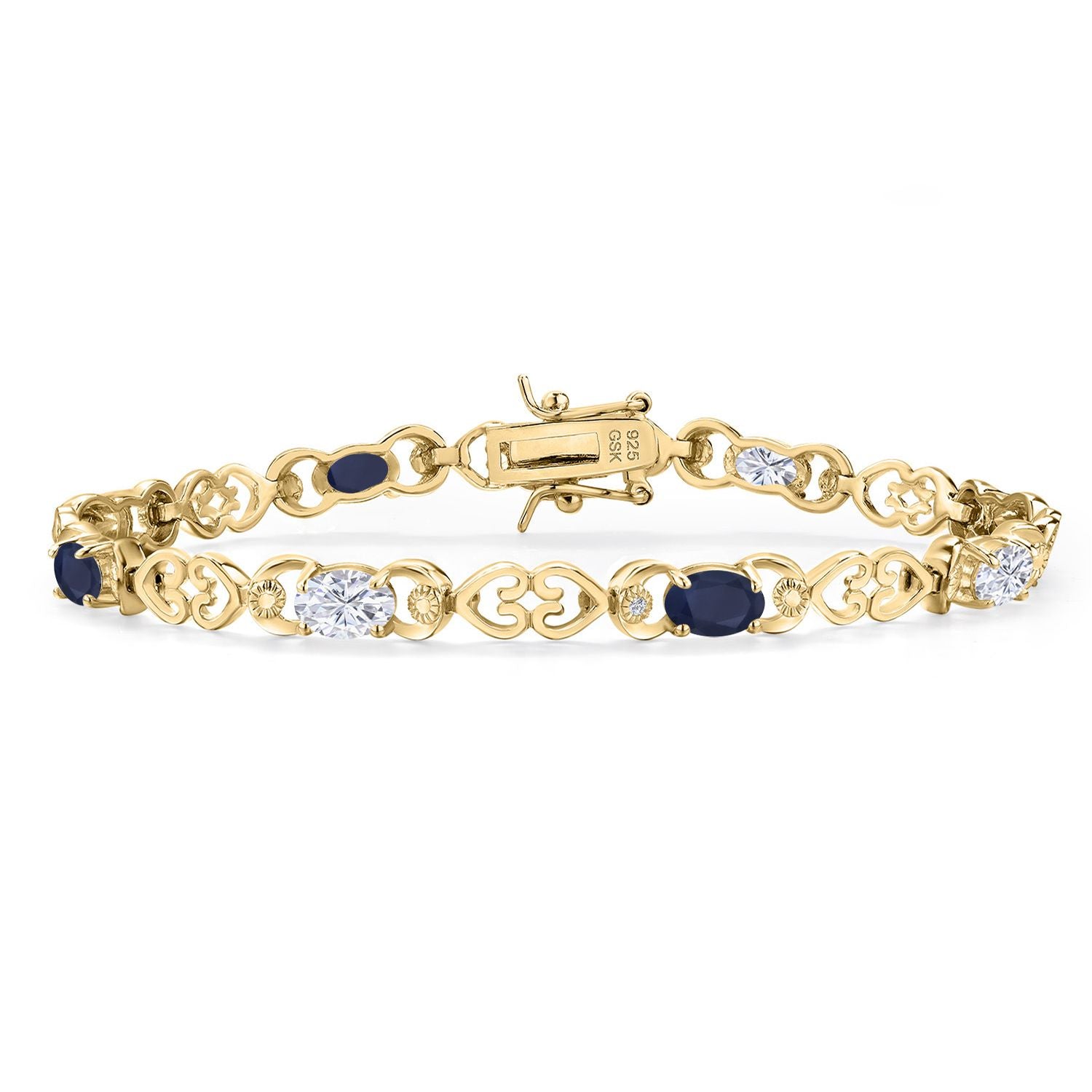 Blue Sapphire - September_Bracelet in 925 Yellow Gold Plated Silver