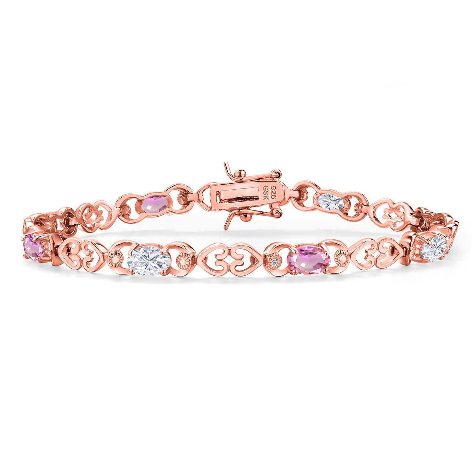 Pink Sapphire - September_Bracelet in 925 Rose Gold Plated Silver