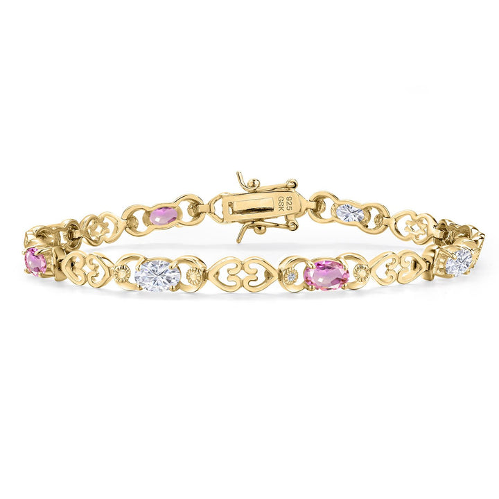 Pink Sapphire - September_Bracelet in 925 Yellow Gold Plated Silver