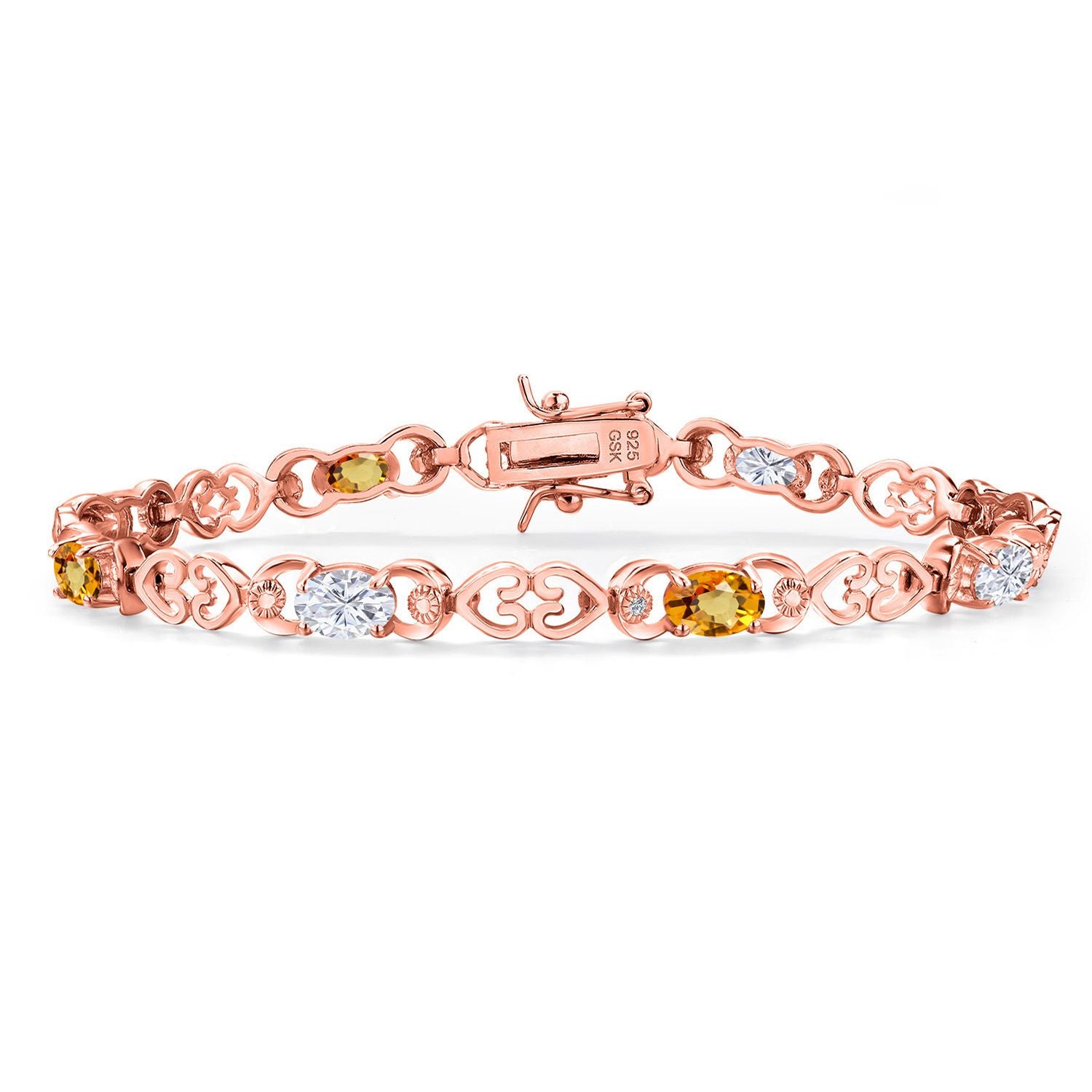 Yellow Sapphire - September_Bracelet in 925 Rose Gold Plated Silver
