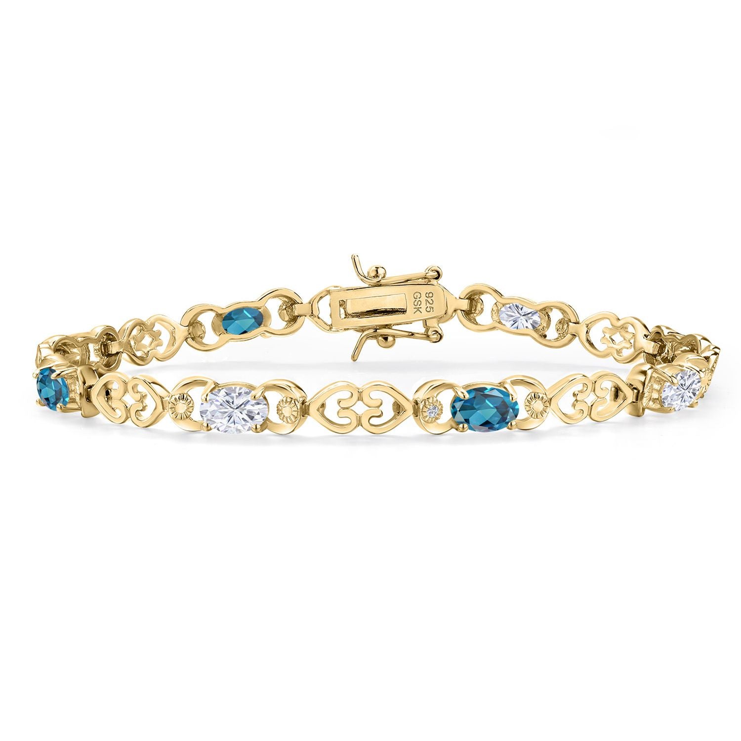 London Blue Topaz - November_Bracelet in 925 Yellow Gold Plated Silver