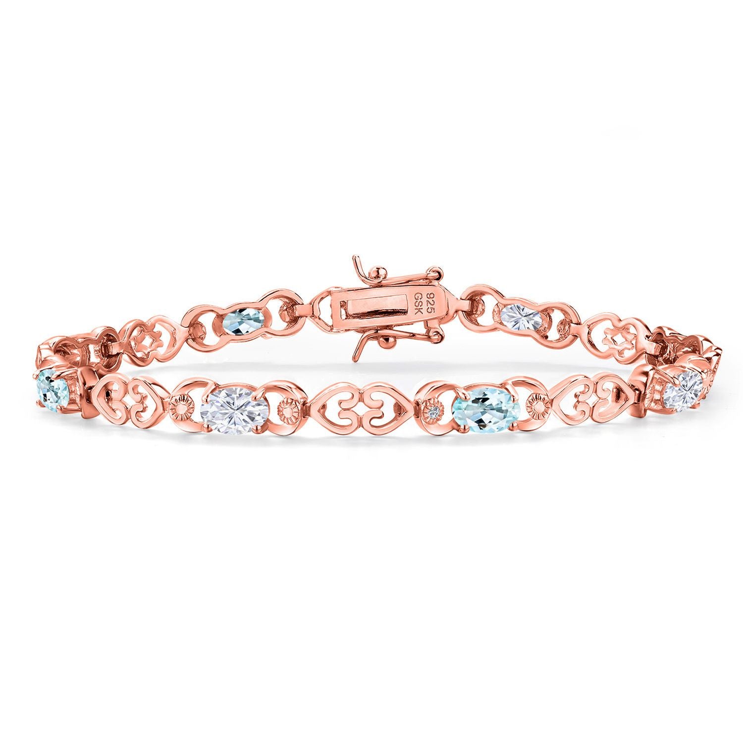 Sky Blue Topaz - November_Bracelet in 925 Rose Gold Plated Silver