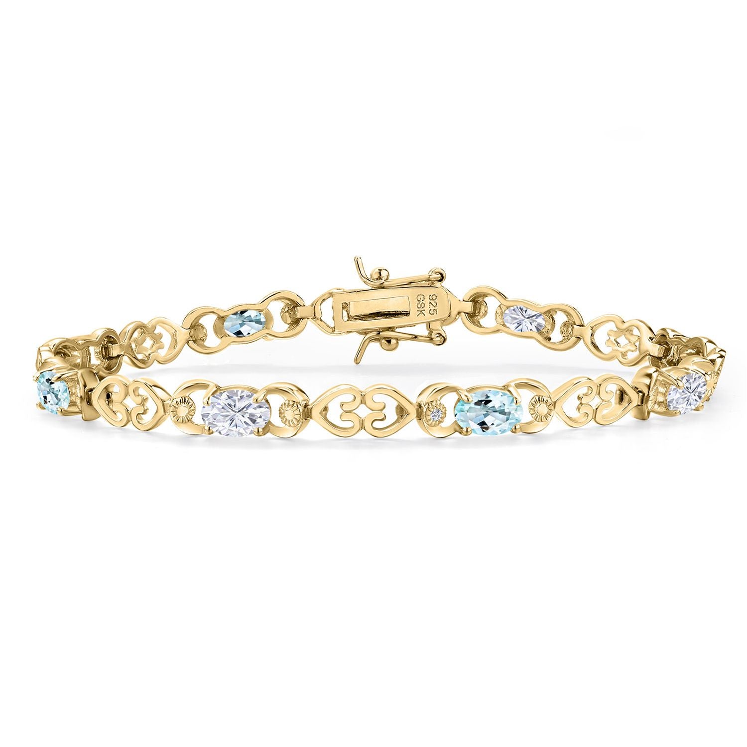 Sky Blue Topaz - November_Bracelet in 925 Yellow Gold Plated Silver