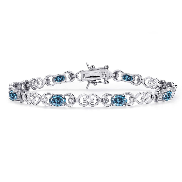 Persian Blue Moissanite - April_Bracelet in 925 Sterling Silver