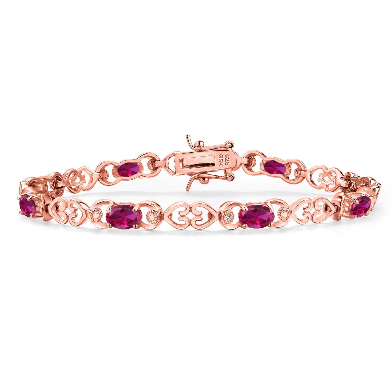 Created Ruby - July_Bracelet in 925 Rose Gold Plated Silver