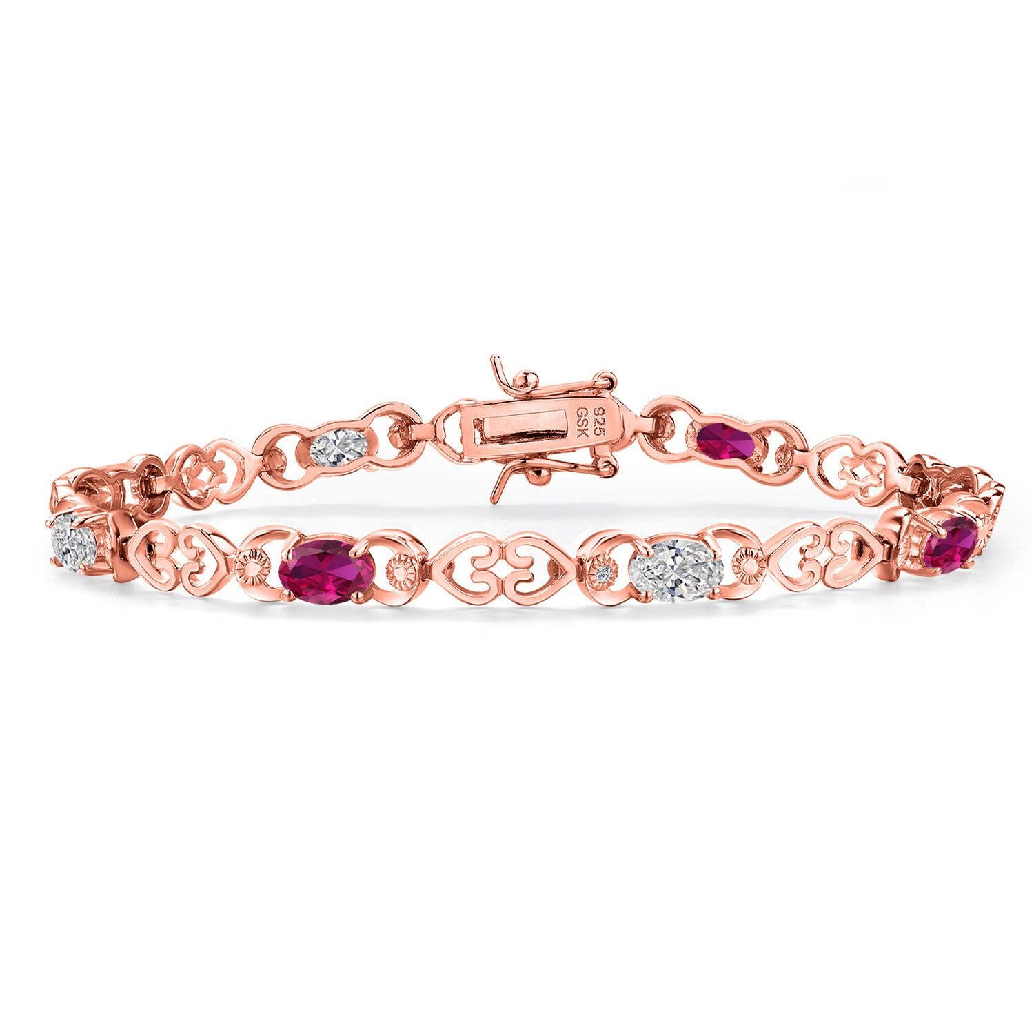 Created Ruby - July_Bracelet in 925 Rose Gold Plated Silver
