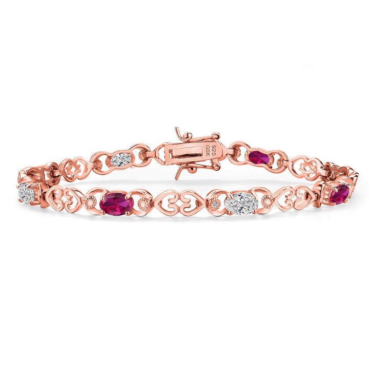 Created Ruby - July_Bracelet in 925 Rose Gold Plated Silver