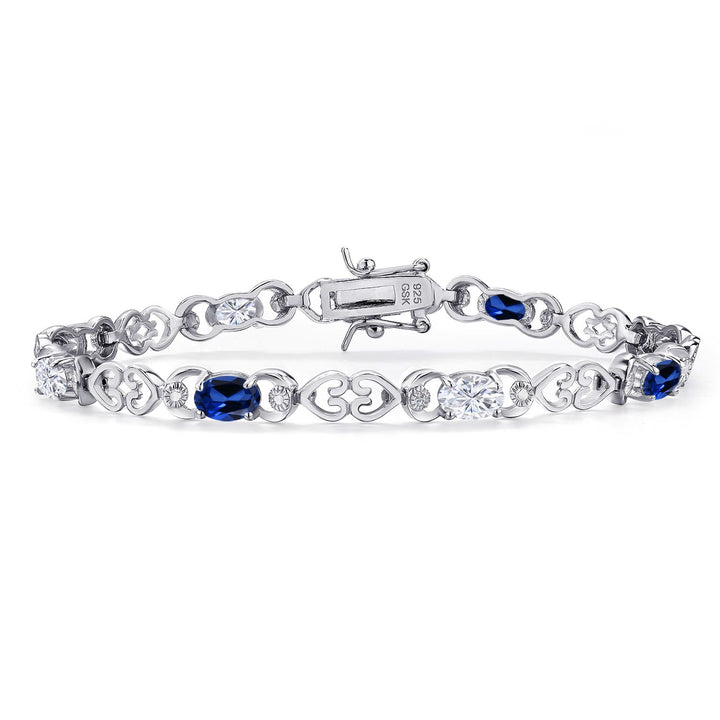 Blue Created Sapphire - September_Bracelet in 925 Sterling Silver