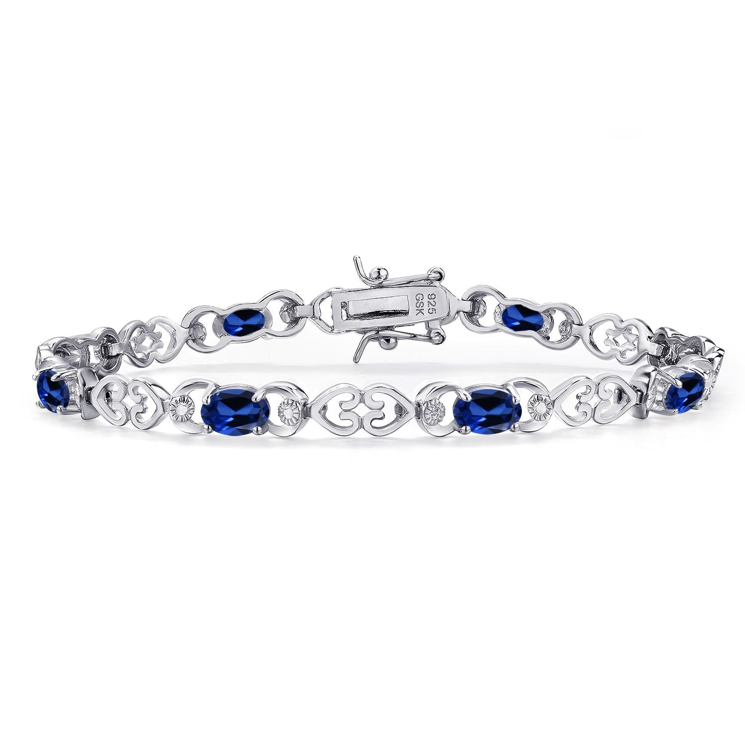 Blue Created Sapphire - September_Bracelet in 925 Sterling Silver