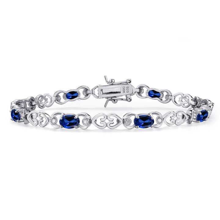 Blue Created Sapphire - September_Bracelet in 925 Sterling Silver