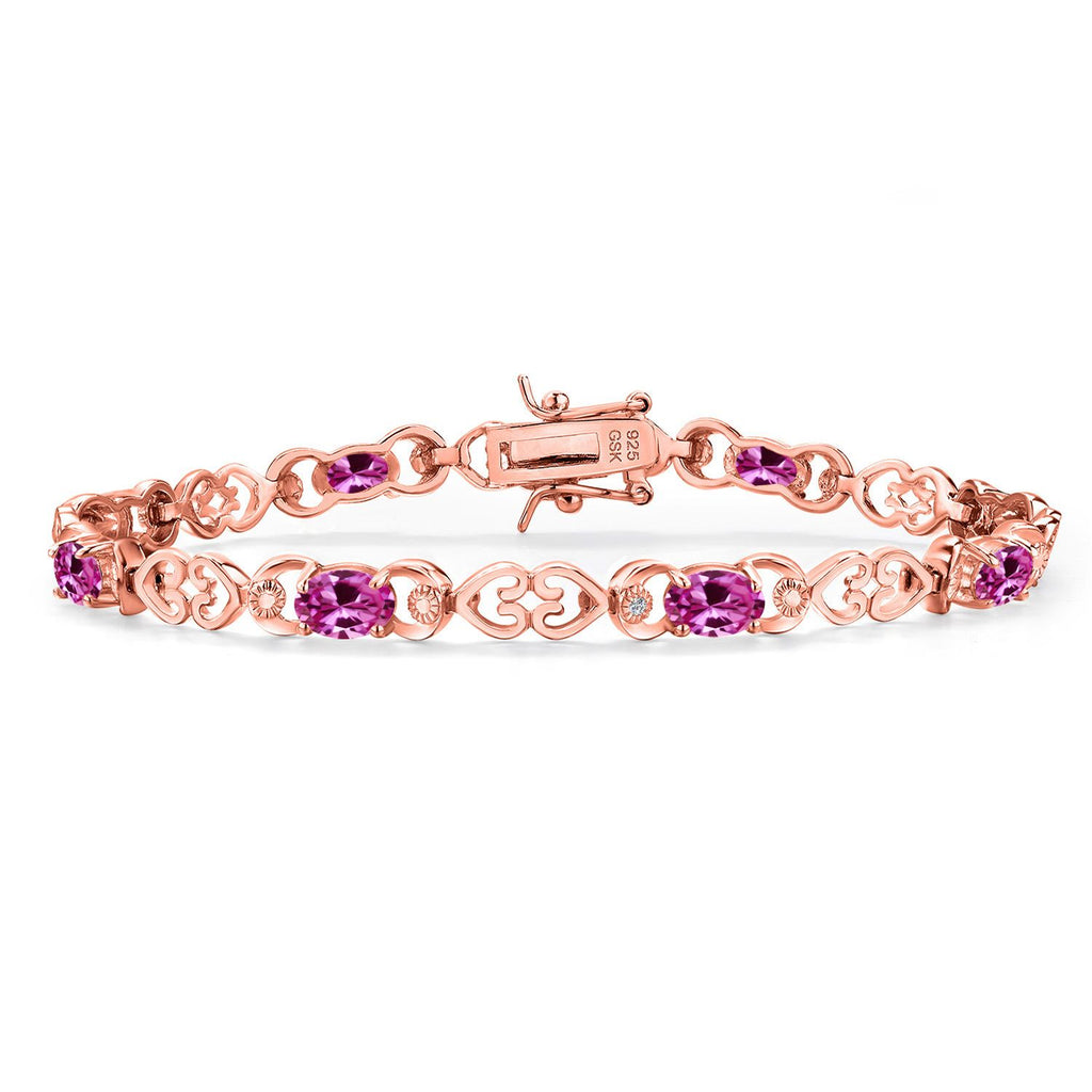 Pink Created Sapphire - September_Bracelet in 925 Rose Gold Plated Silver