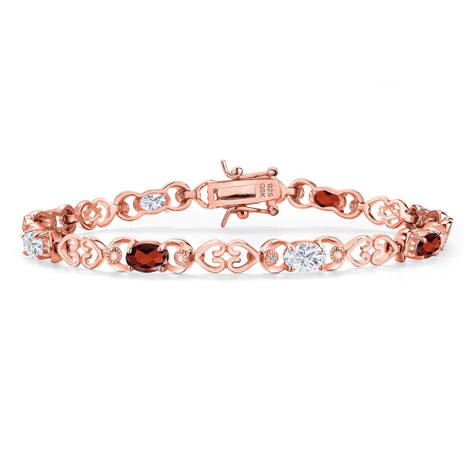 Garnet - January_Bracelet in 925 Rose Gold Plated Silver
