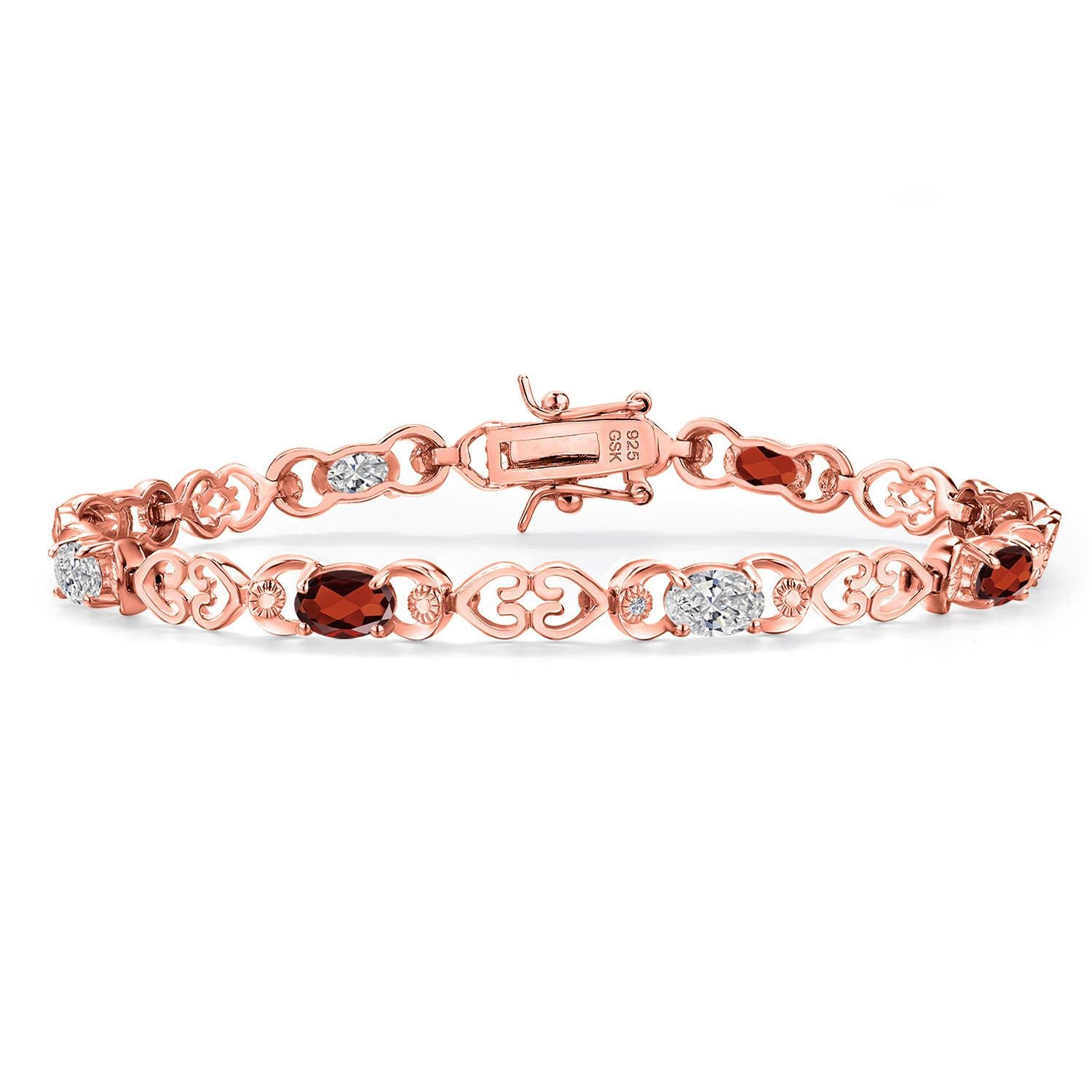 Garnet - January_Bracelet in 925 Rose Gold Plated Silver