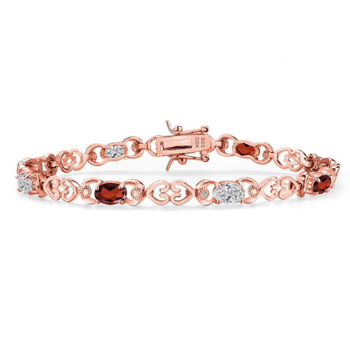 Garnet - January_Bracelet in 925 Rose Gold Plated Silver
