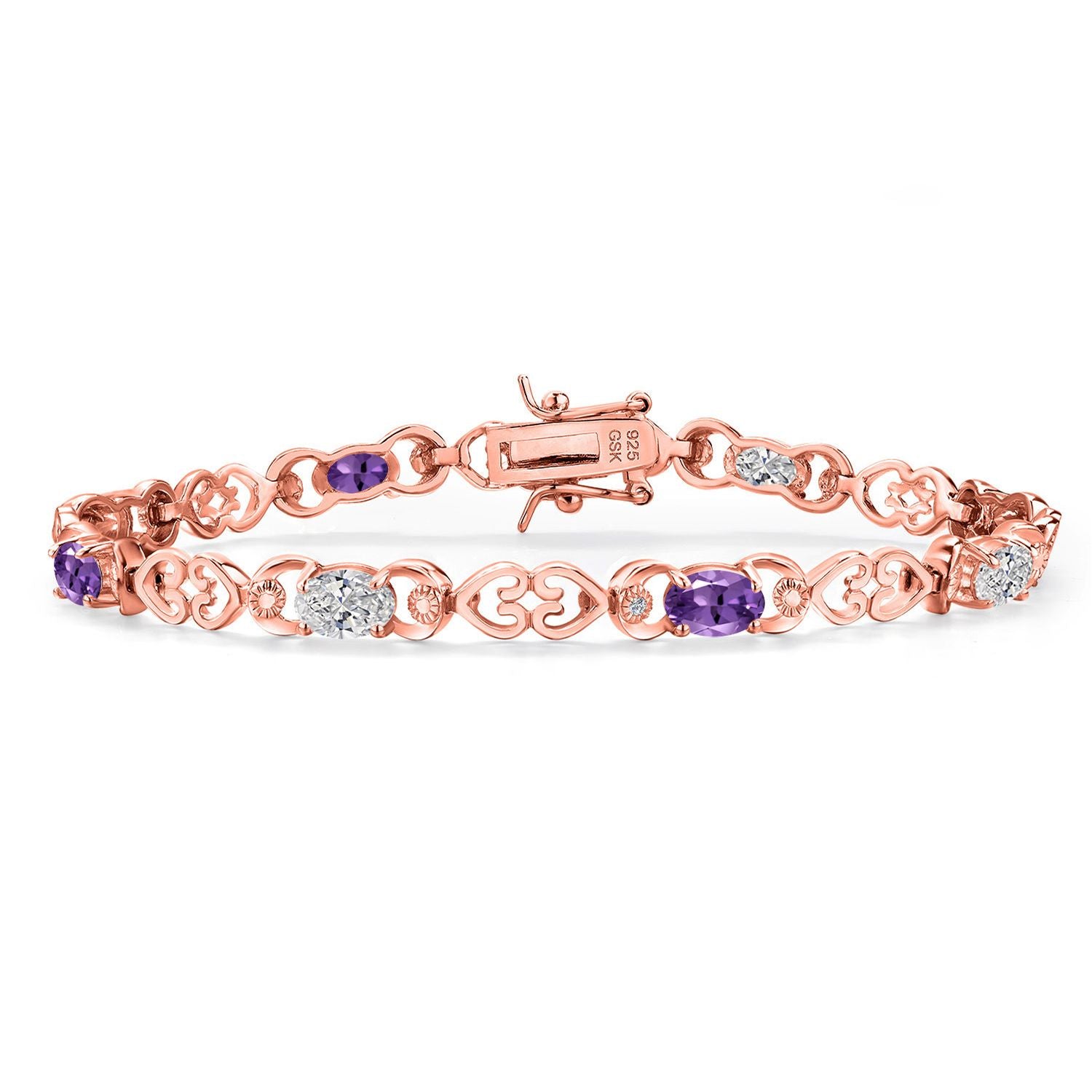 Amethyst - February_Bracelet in 925 Rose Gold Plated Silver