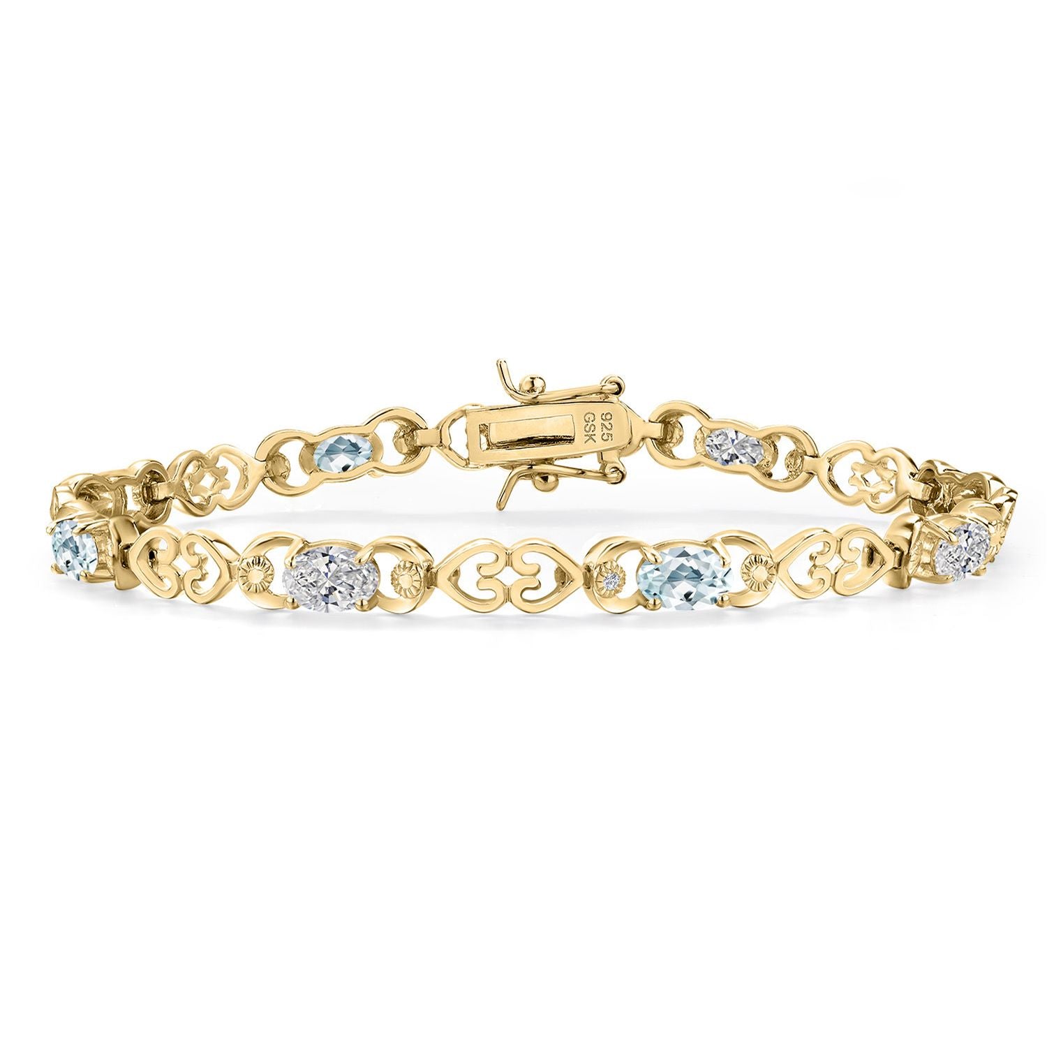 Aquamarine - March_Bracelet in 925 Yellow Gold Plated Silver
