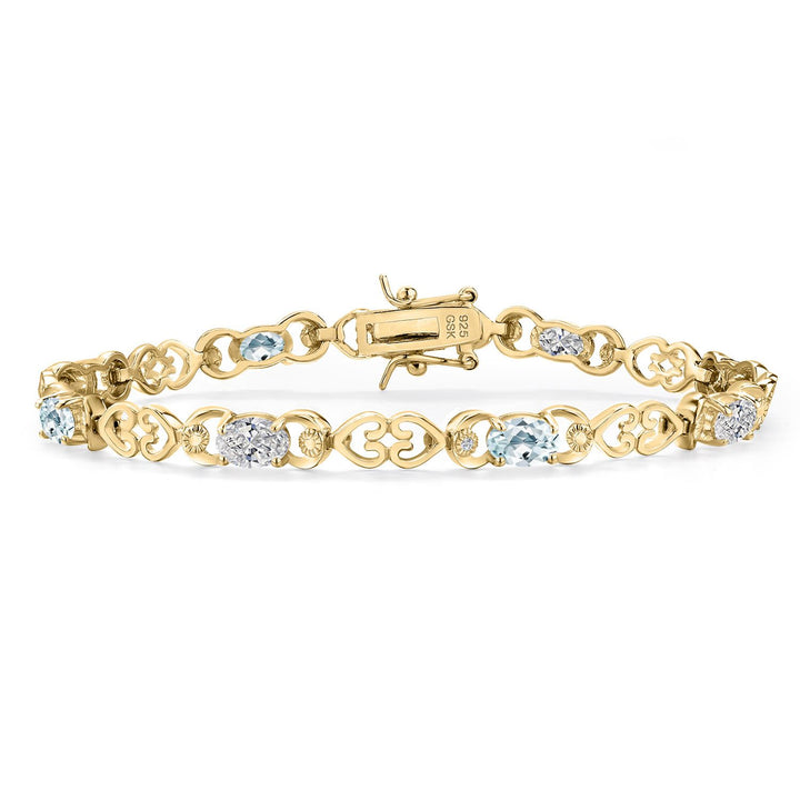 Aquamarine - March_Bracelet in 925 Yellow Gold Plated Silver