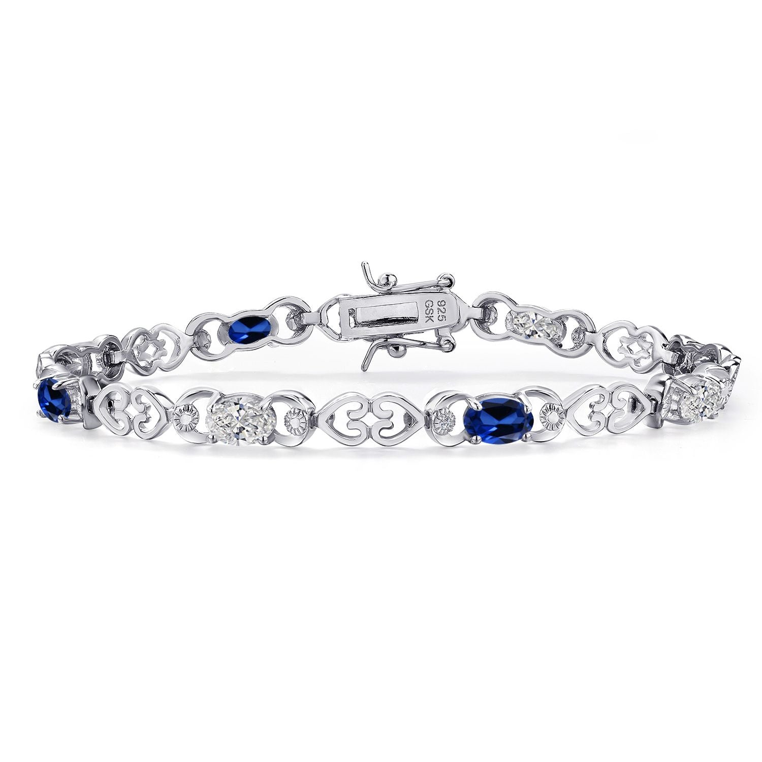 Blue Created Sapphire - September_Bracelet in 925 Sterling Silver