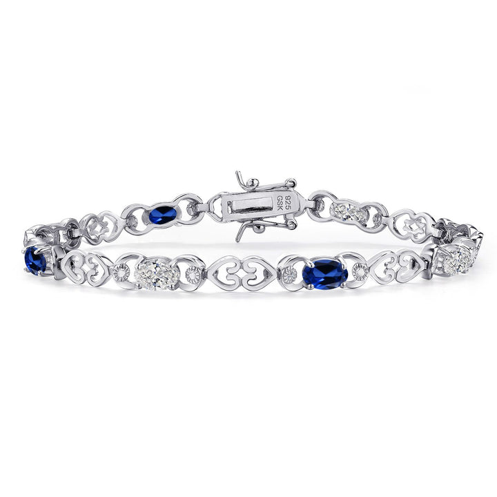 Blue Created Sapphire - September_Bracelet in 925 Sterling Silver