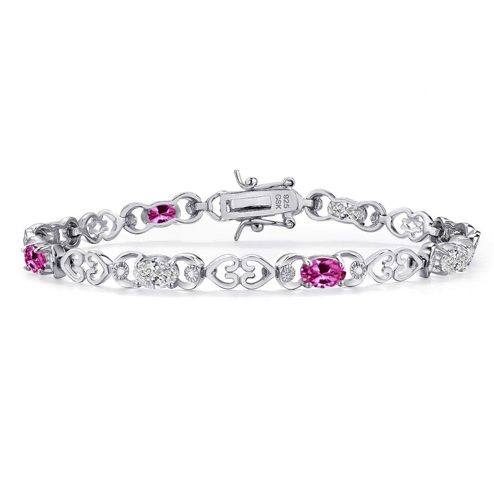 Pink Created Sapphire - September_Bracelet in 925 Sterling Silver