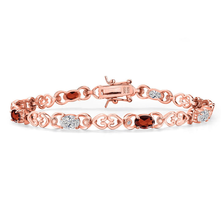 Garnet - January_Bracelet in 925 Rose Gold Plated Silver