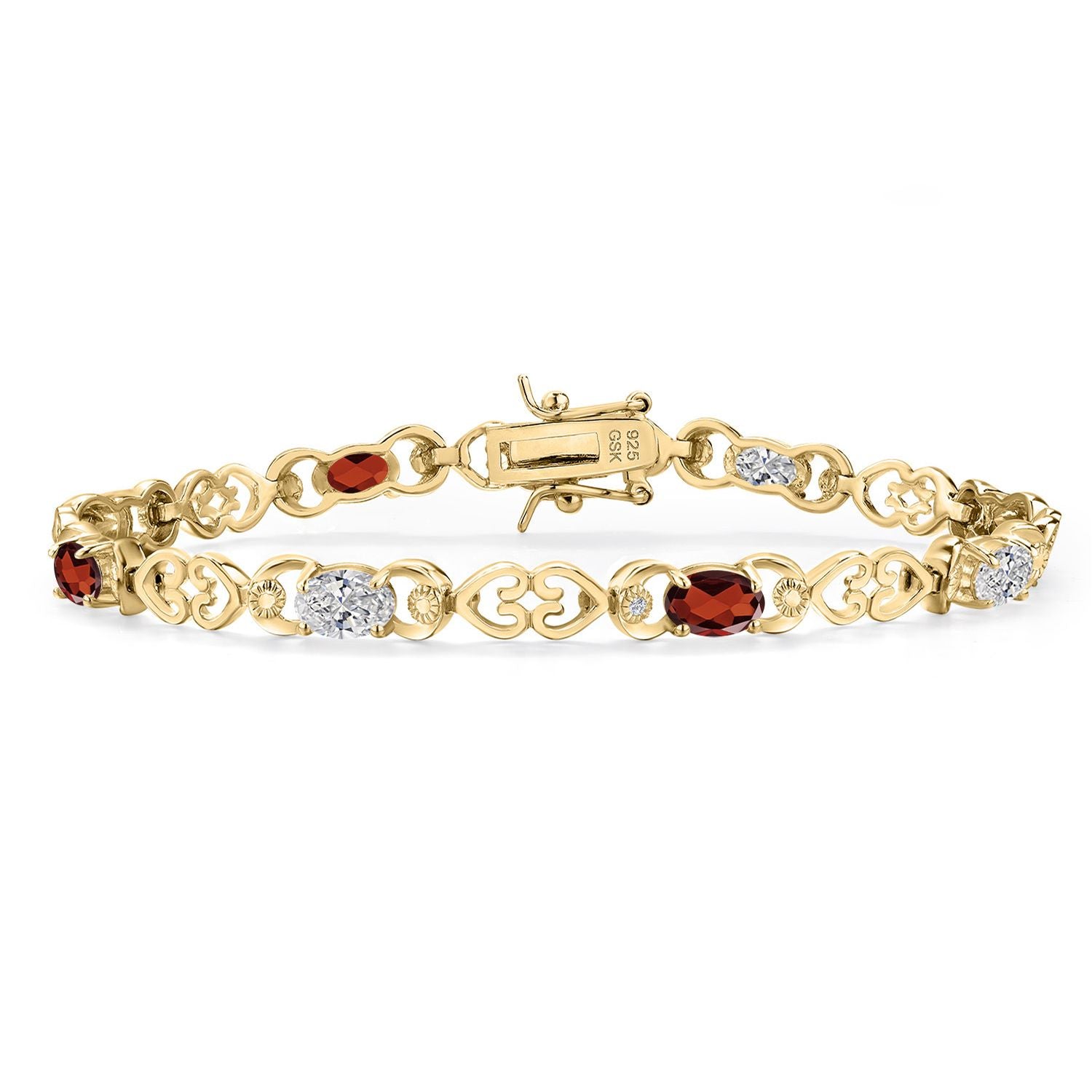 Garnet - January_Bracelet in 925 Yellow Gold Plated Silver