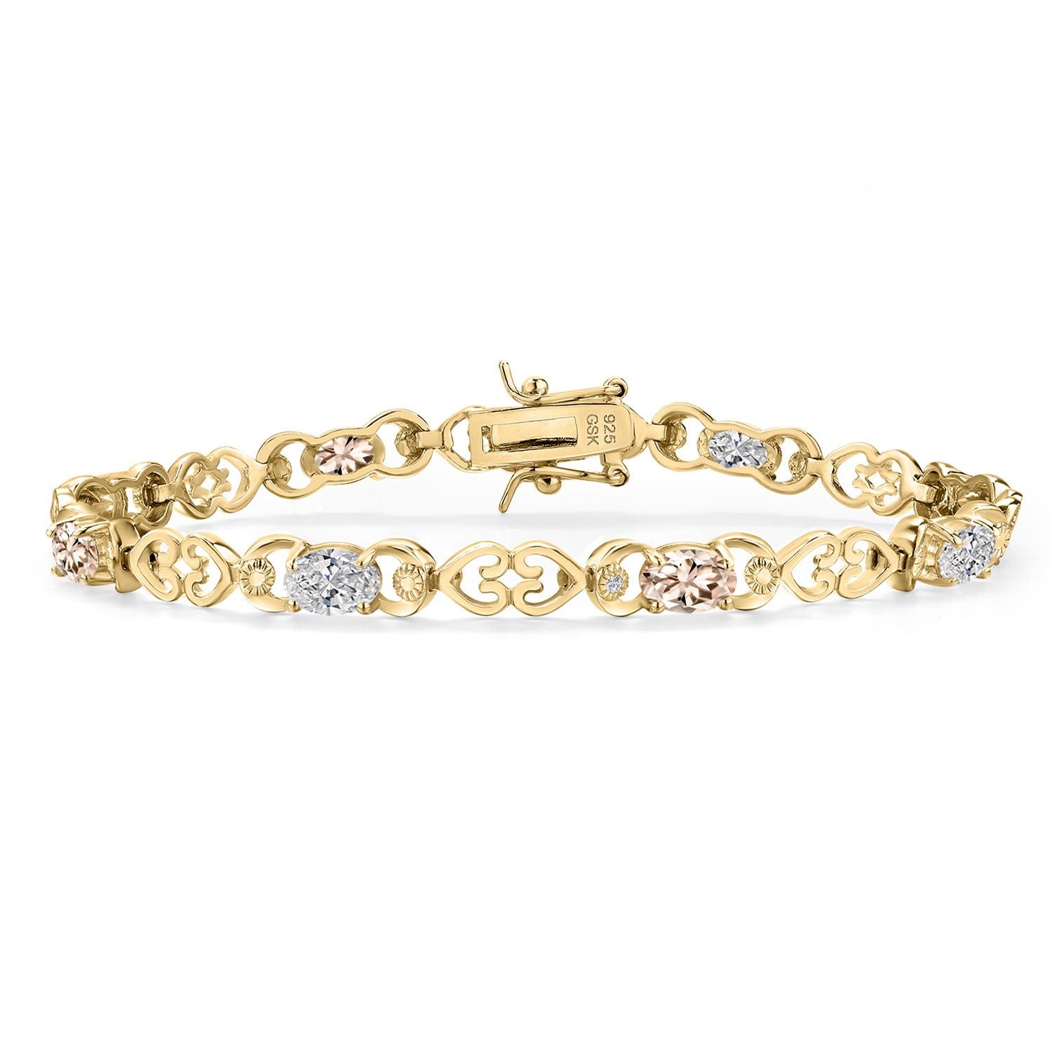 Morganite - October_Bracelet in 925 Yellow Gold Plated Silver