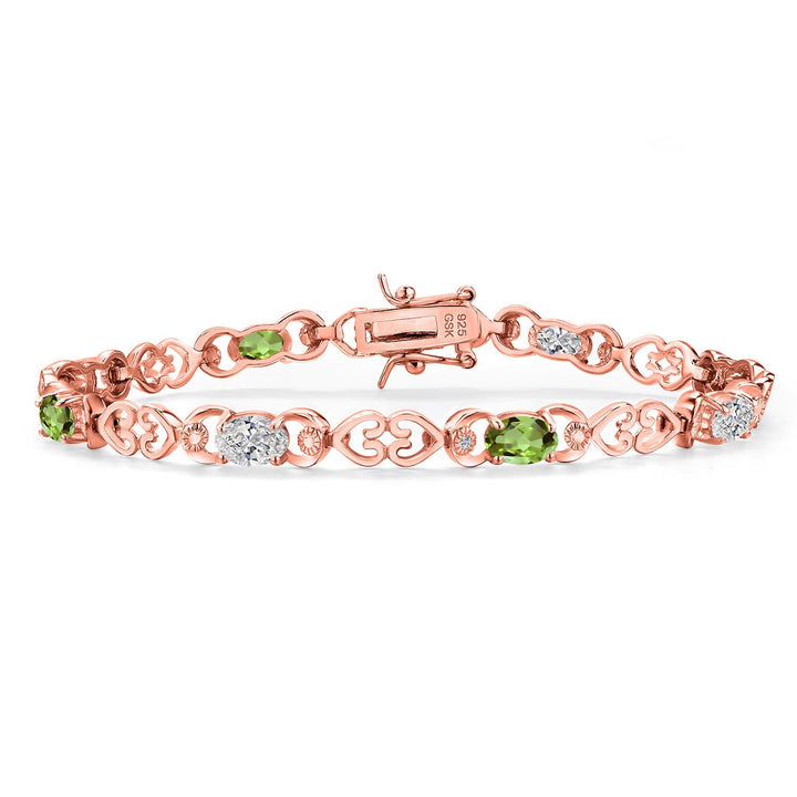 Peridot - August_Bracelet in 925 Rose Gold Plated Silver