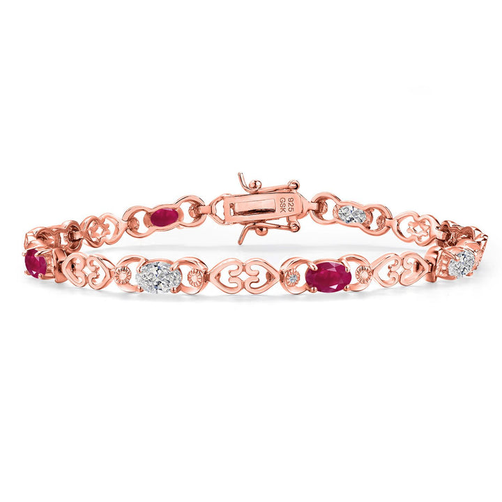 Ruby - July_Bracelet in 925 Rose Gold Plated Silver