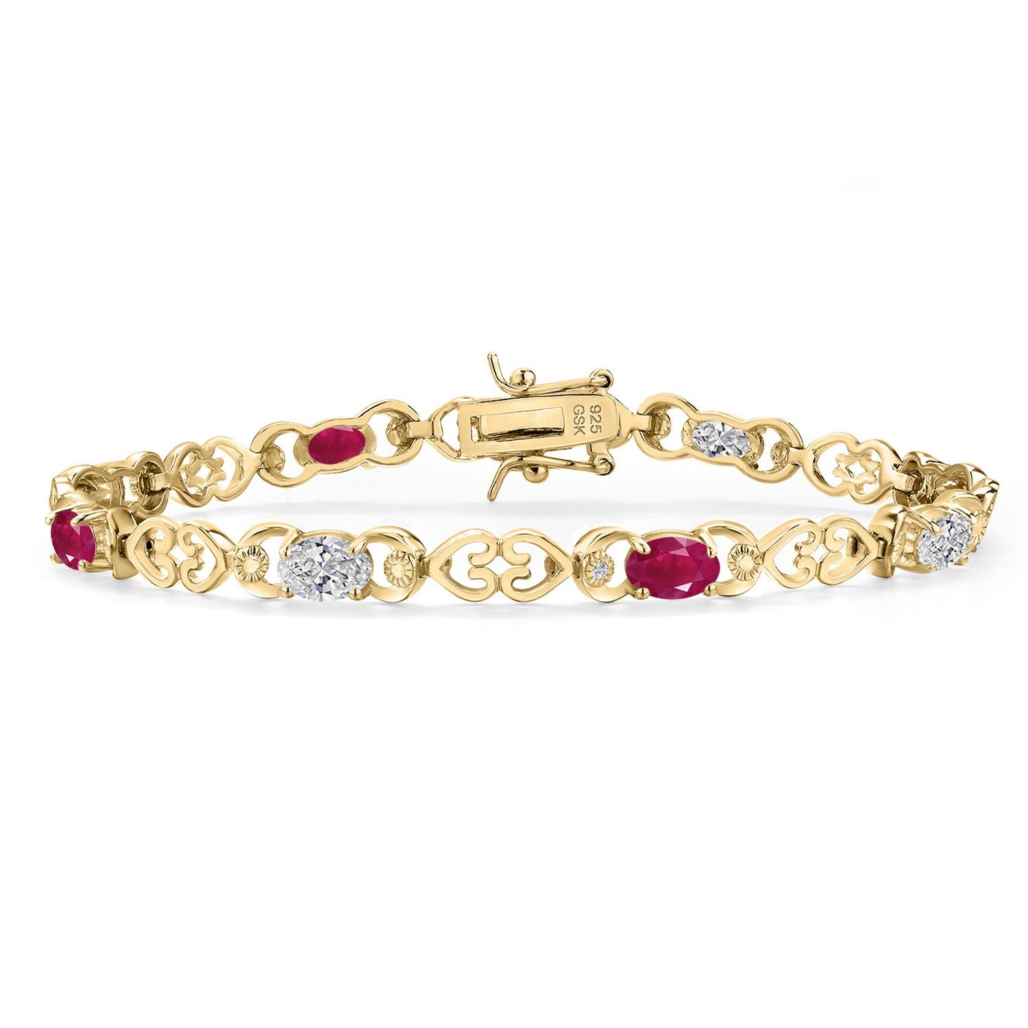 Ruby - July_Bracelet in 925 Yellow Gold Plated Silver