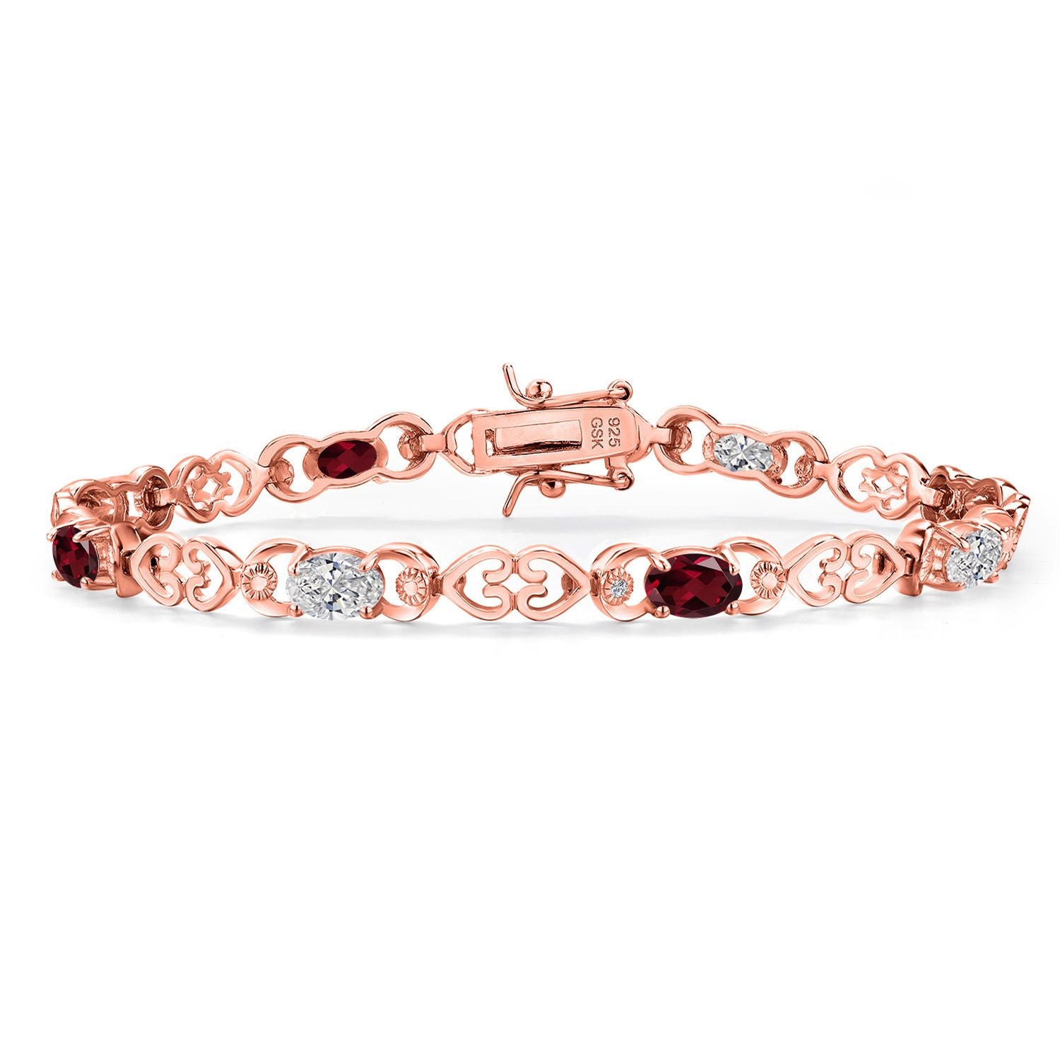 Rhodolite Garnet_Bracelet in 925 Rose Gold Plated Silver