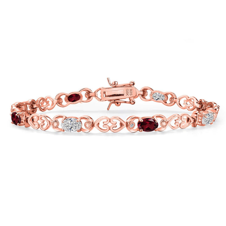 Rhodolite Garnet_Bracelet in 925 Rose Gold Plated Silver