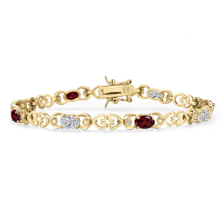 Rhodolite Garnet_Bracelet in 925 Yellow Gold Plated Silver