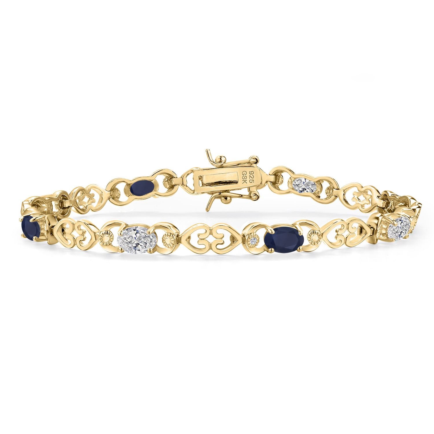 Blue Sapphire - September_Bracelet in 925 Yellow Gold Plated Silver