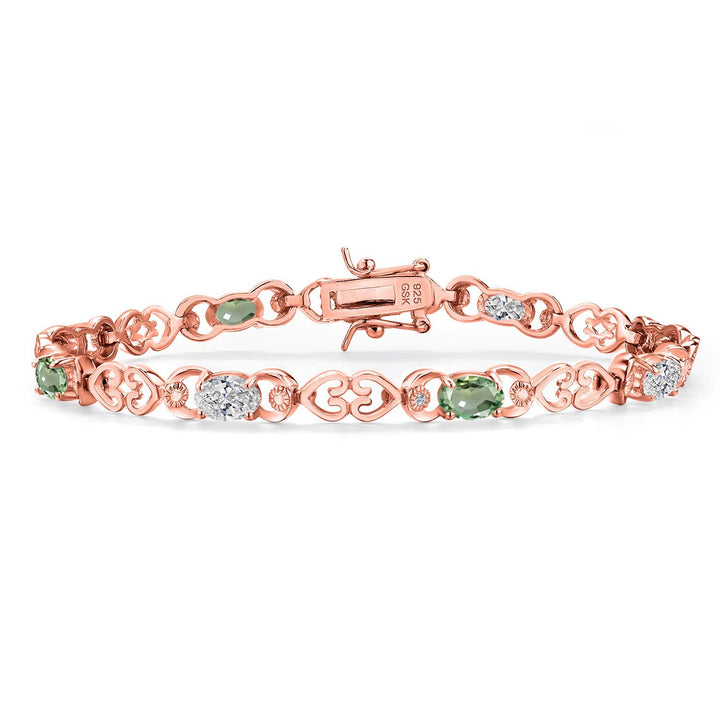 Green Sapphire - September_Bracelet in 925 Rose Gold Plated Silver