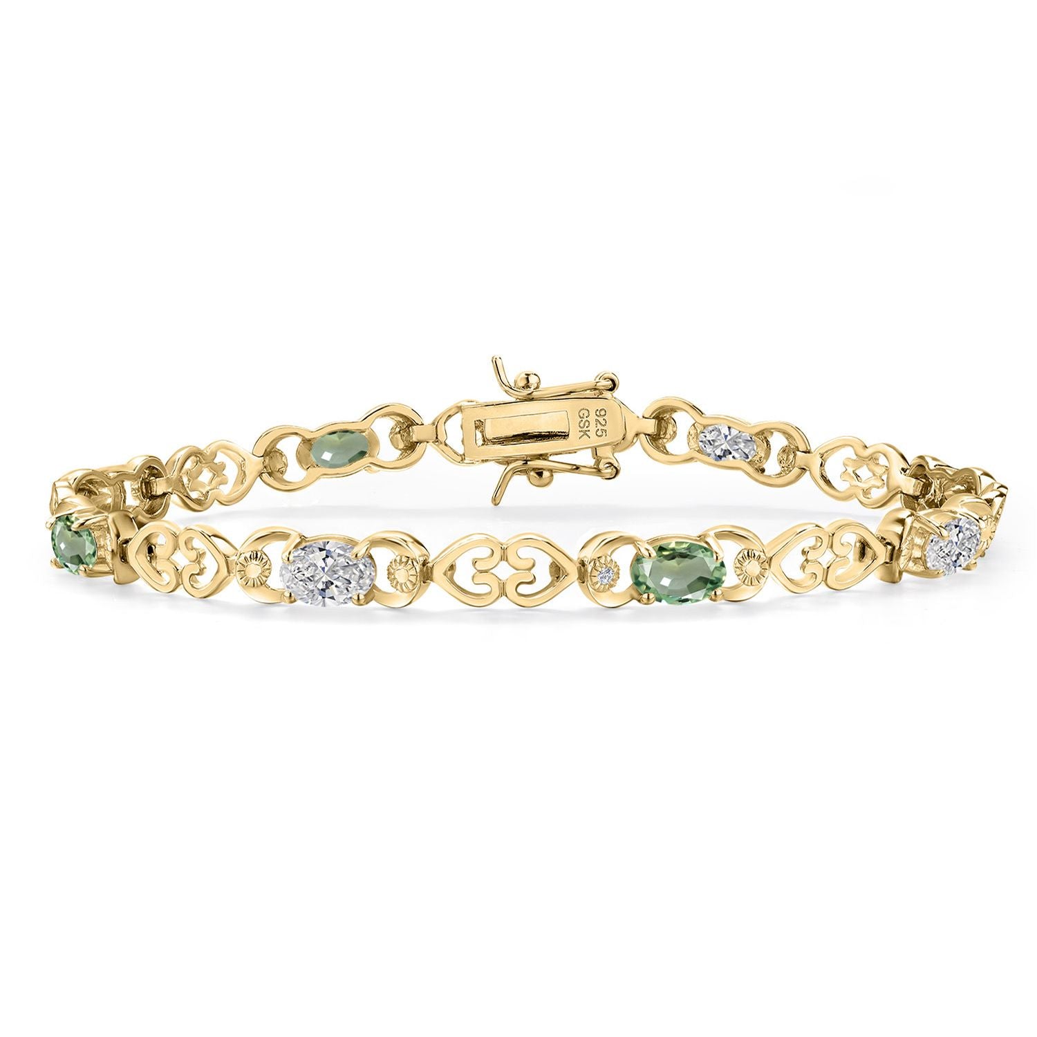 Green Sapphire - September_Bracelet in 925 Yellow Gold Plated Silver