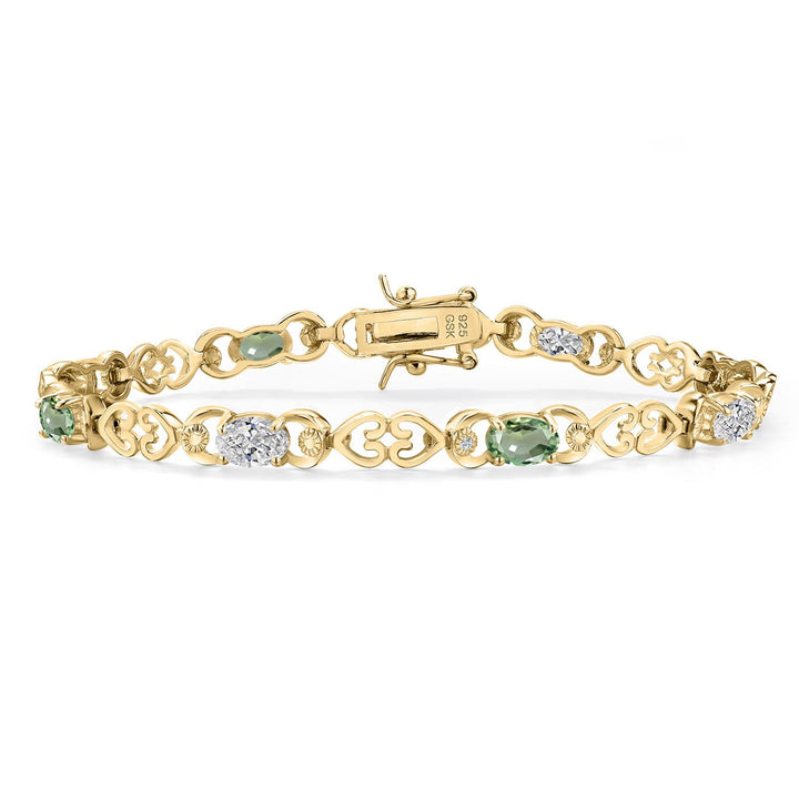Green Sapphire - September_Bracelet in 925 Yellow Gold Plated Silver