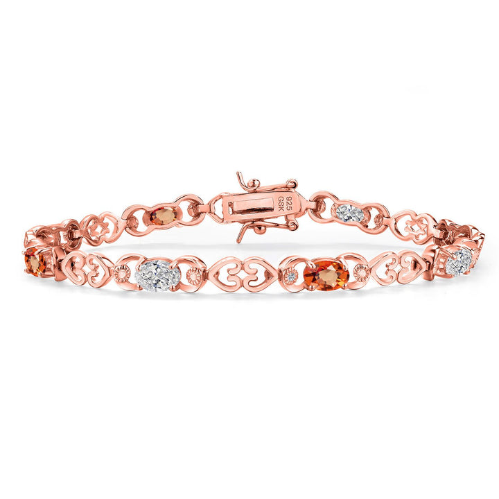 Orange Sapphire - September_Bracelet in 925 Rose Gold Plated Silver