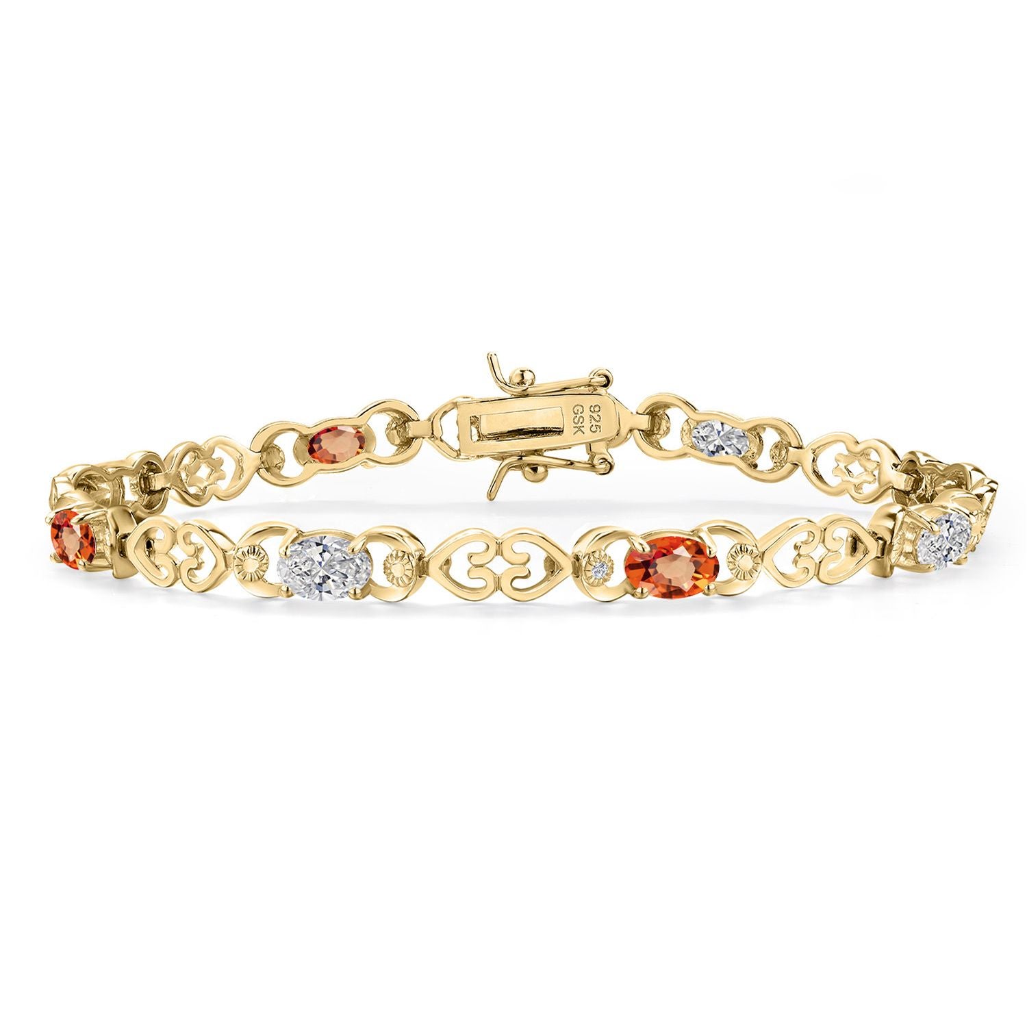 Orange Sapphire - September_Bracelet in 925 Yellow Gold Plated Silver