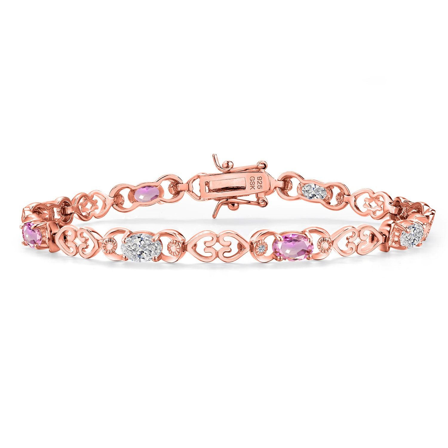 Pink Sapphire - September_Bracelet in 925 Rose Gold Plated Silver