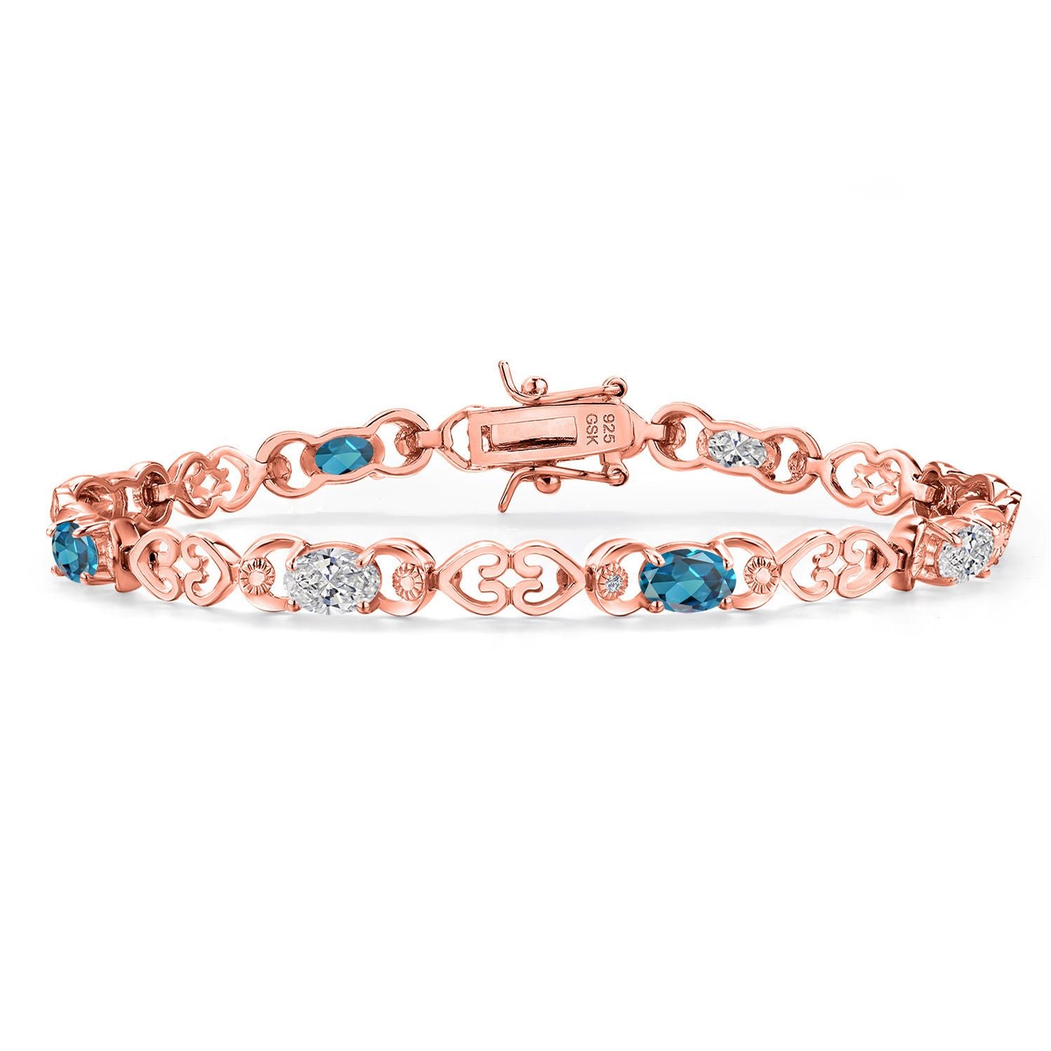 London Blue Topaz - November_Bracelet in 925 Rose Gold Plated Silver