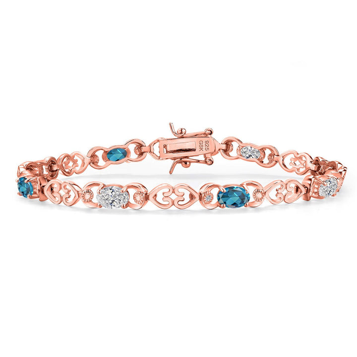 London Blue Topaz - November_Bracelet in 925 Rose Gold Plated Silver