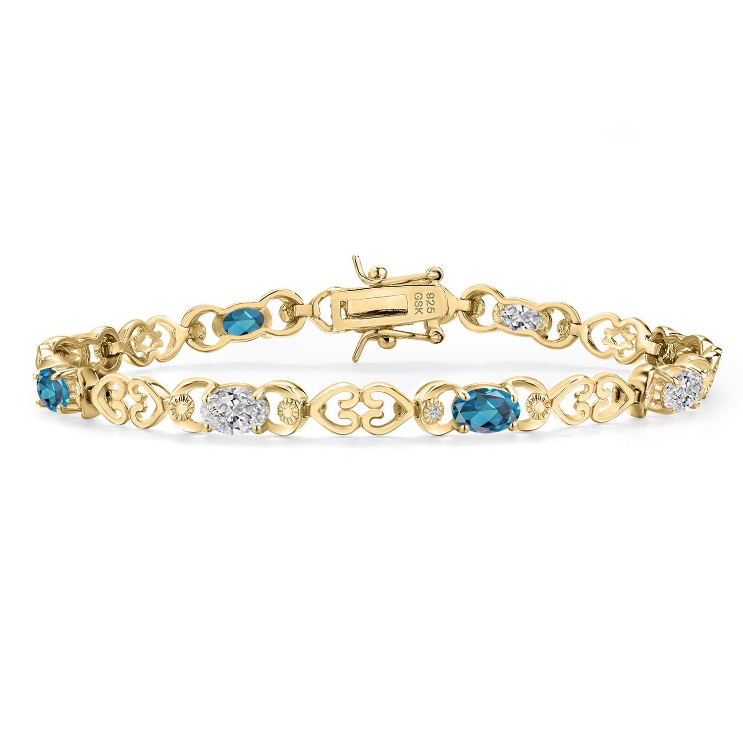 London Blue Topaz - November_Bracelet in 925 Yellow Gold Plated Silver