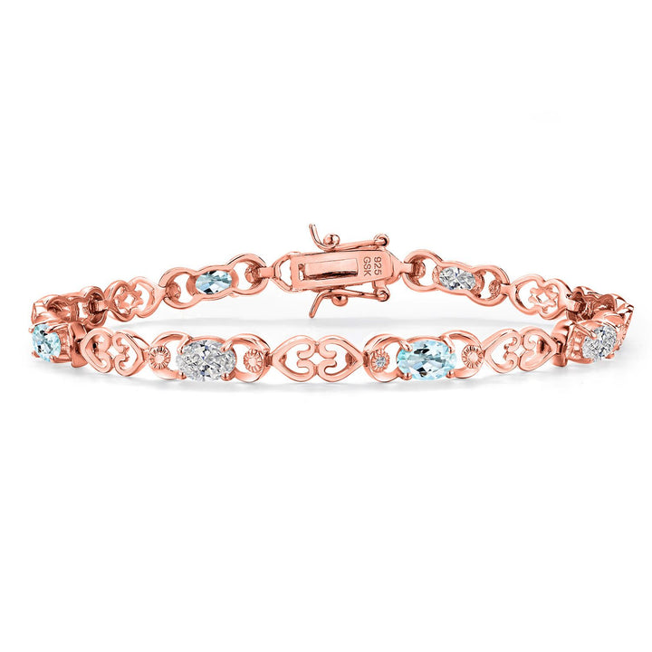 Sky Blue Topaz - November_Bracelet in 925 Rose Gold Plated Silver