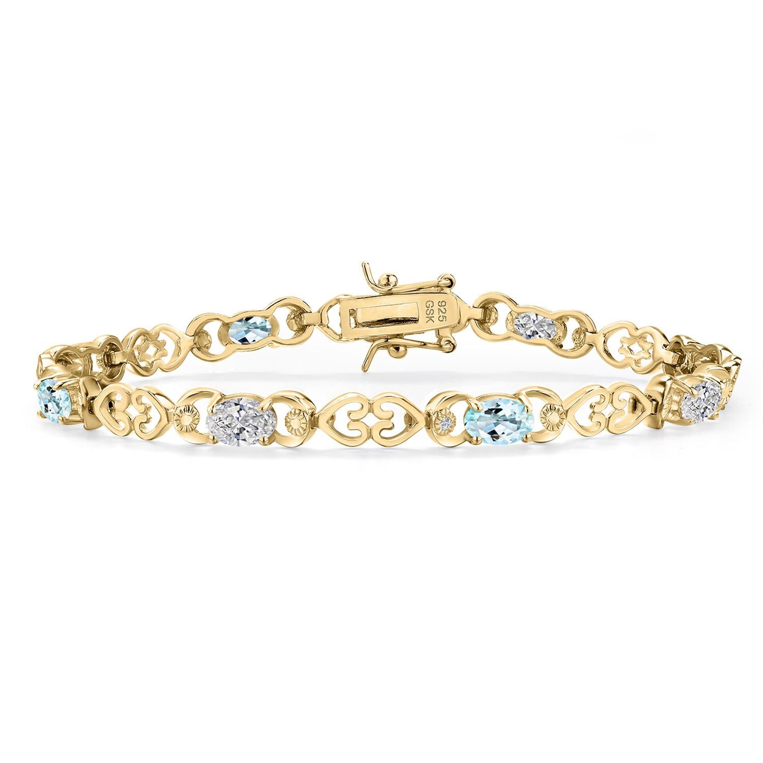 Sky Blue Topaz - November_Bracelet in 925 Yellow Gold Plated Silver