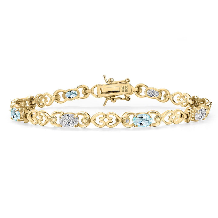 Sky Blue Topaz - November_Bracelet in 925 Yellow Gold Plated Silver