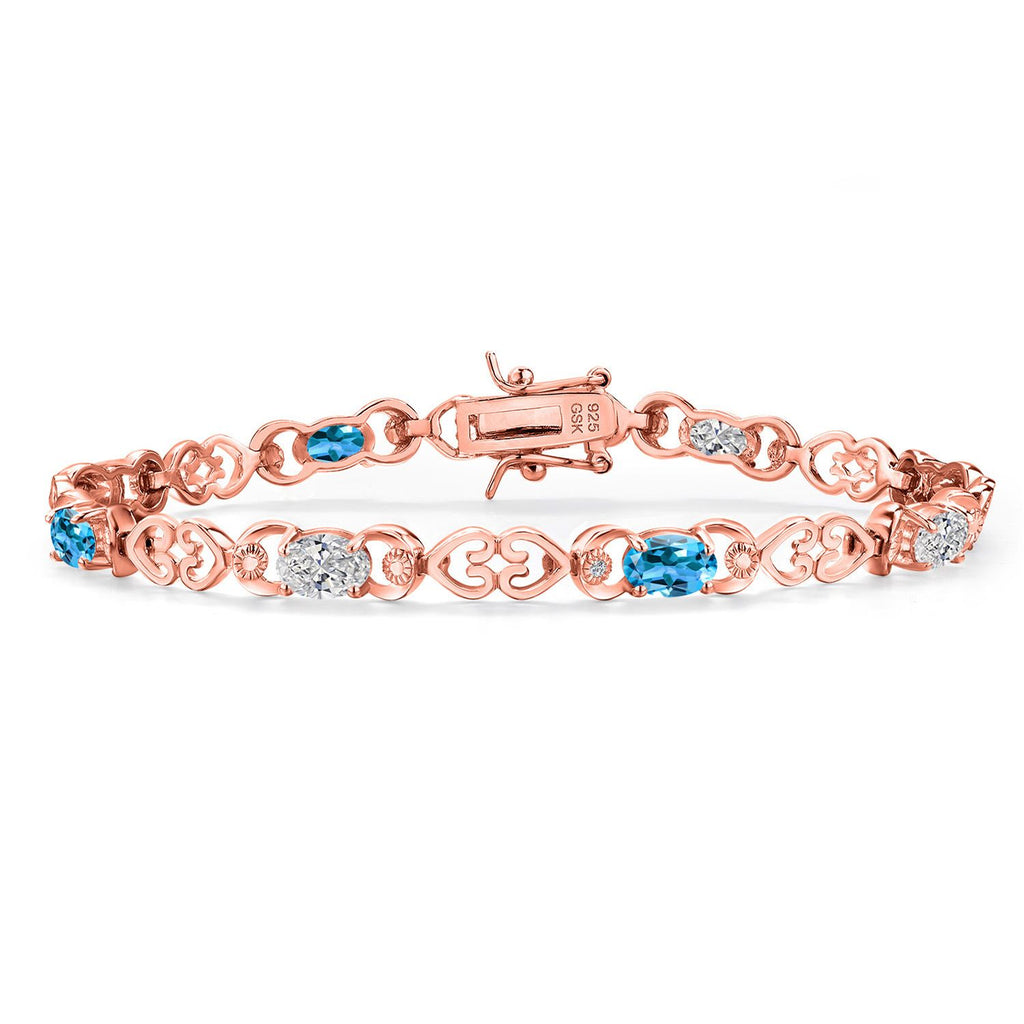 Swiss Blue Topaz - November_Bracelet in 925 Rose Gold Plated Silver
