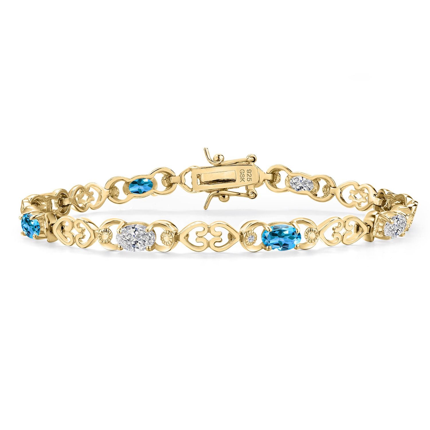 Swiss Blue Topaz - November_Bracelet in 925 Yellow Gold Plated Silver